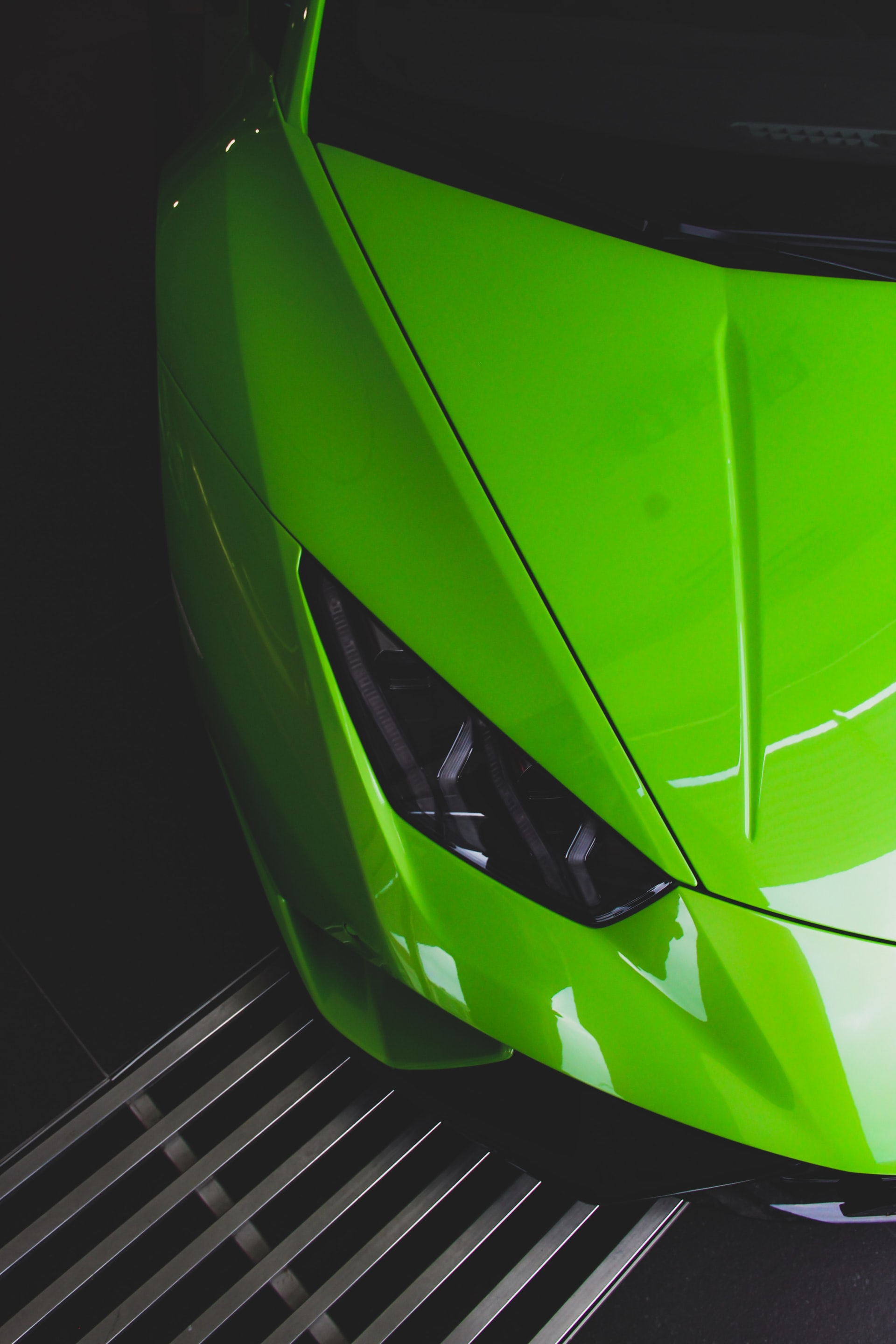 parked green car